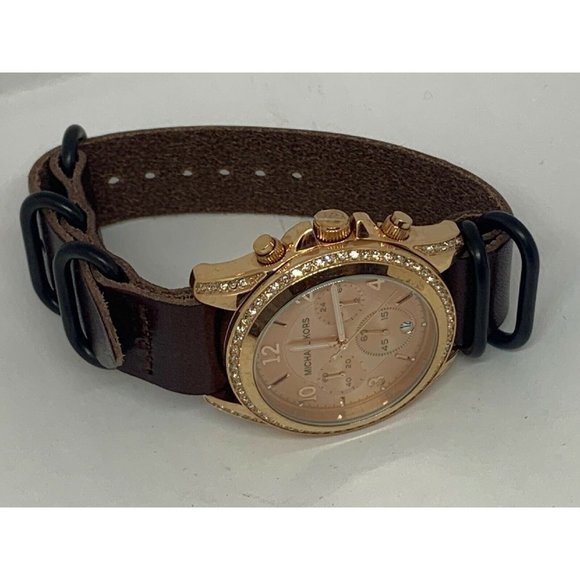 Michael Kors MK5263 Women\'s Leather Analog Rose Di main image 9